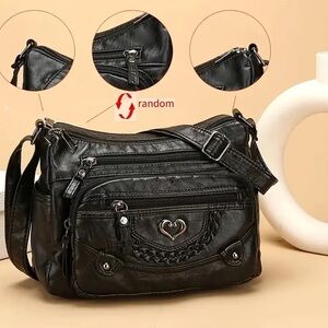 Soft Black Leather Crossbody Bag